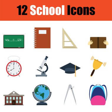 Okul Icon set. Renk tasarımı. Vektör çizim.
