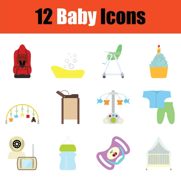 Set Icone Bambini Design Del Colore Illustrazione Vettoriale — Vettoriale Stock