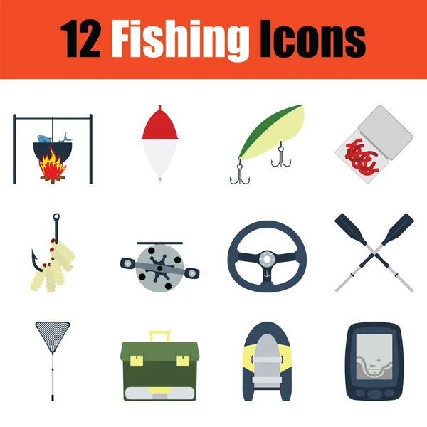 Fishing Icon Set Color Design Vector Illustration — Stock Vector