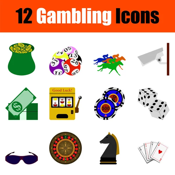 Szerencsejáték Ikon Készlet Színes Design Vektoros Illusztráció — Stock Vector