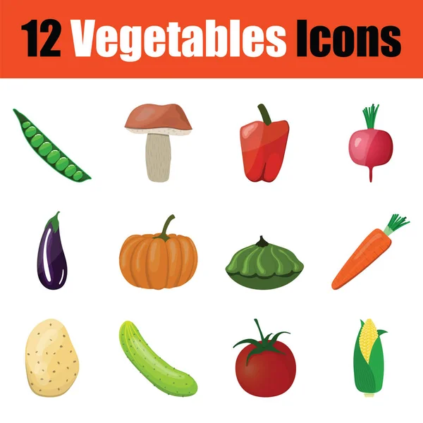 Grönsaker Ikonuppsättning Färg Design Vektorillustration — Stock vektor