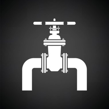 Kapakçıklı Boru Simgesi. Siyah arka plan, beyaz. Vektör illüstrasyonu.