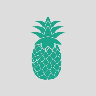 Simge ananas. Yeşil gri arka plan. Vektör çizim.