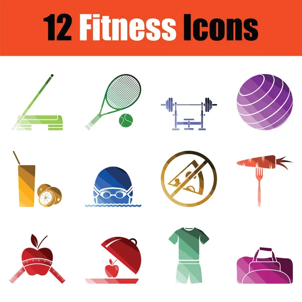 Conjunto Iconos Fitness Diseño Color Degradado Ilustración Vectorial — Vector de stock