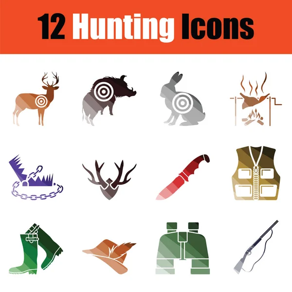 狩猟のアイコンのセットです グラデーション デザイン ベクトル図 — ストックベクタ