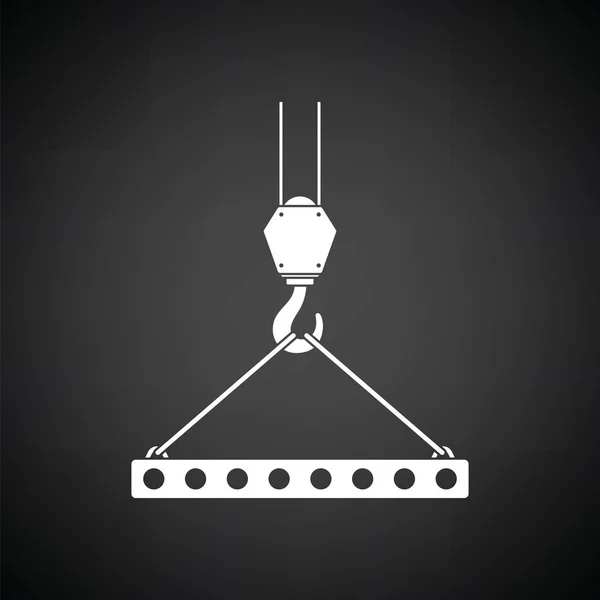 Ікону Плити Вішають Кран Гак Мотузками Чорний Фон Білим Векторні — стоковий вектор