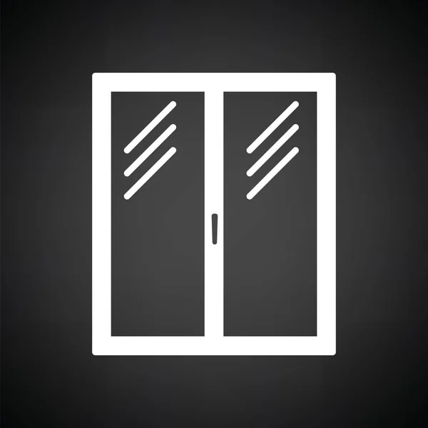 Icône Cadre Fenêtre Fermé Fond Noir Avec Blanc Illustration Vectorielle — Image vectorielle