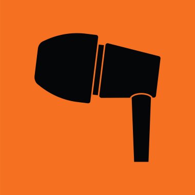 Kulaklık simgesi. Turuncu Siyah arka plan. Vektör çizim.