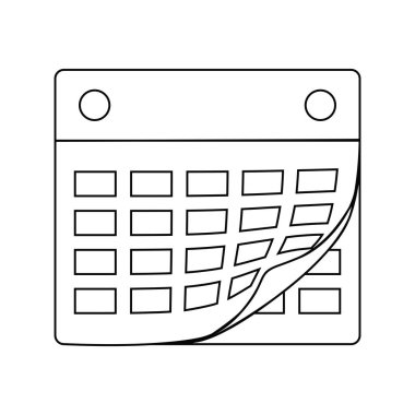 Bükülmüş sayfa ile takvim simgesi. İnce çizgili tema. Vektör çizim.
