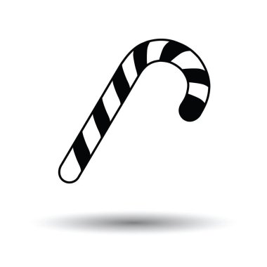 Çubuk şeker ikonu. Beyaz arka plan, gölge tasarımı. Vektör illüstrasyonu.