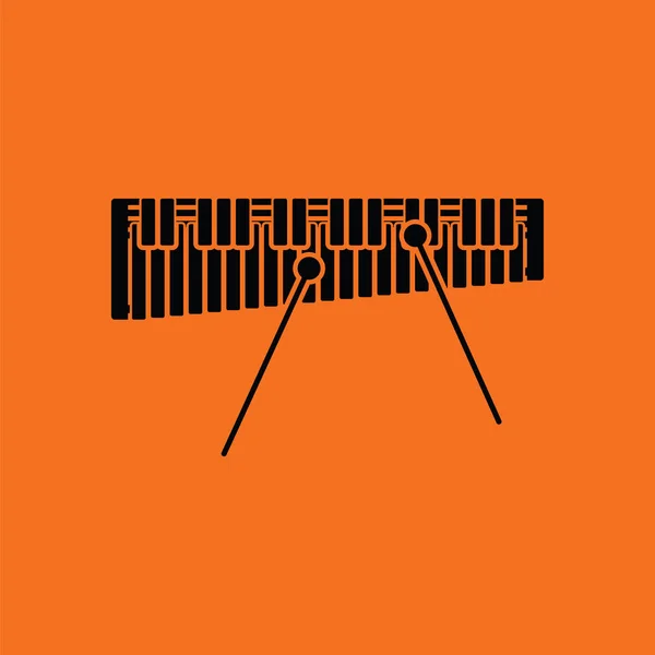 Xylophon Symbol Orangefarbener Hintergrund Mit Schwarz Vektorillustration — Stockvektor