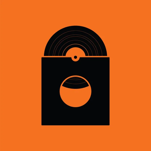 Enregistrement Vinyle Dans Icône Enveloppe Fond Orange Avec Noir Illustration — Image vectorielle