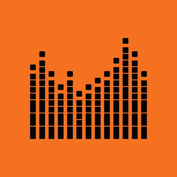 グラフィック イコライザーのアイコン 黒とオレンジ色の背景 ベクトル図 — ストックベクタ