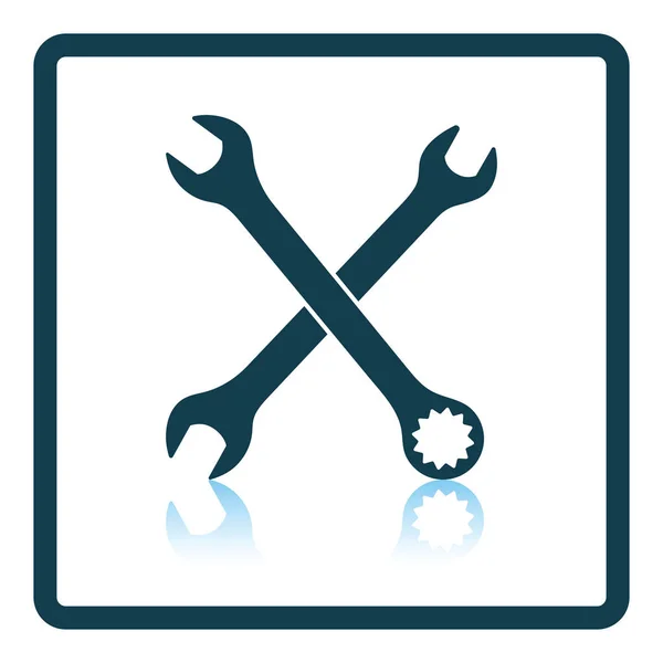 Icono Llave Cruzada Diseño Reflejo Sombra Ilustración Vectorial — Vector de stock