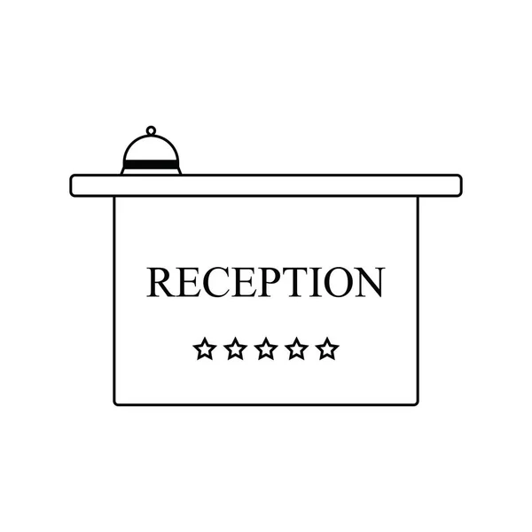 Icoon Van Hotel Receptie Met Bell Dunne Lijn Ontwerp Vectorillustratie — Stockvector