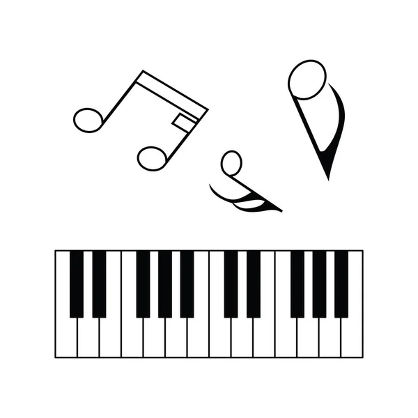 Icono Teclado Piano Diseño Línea Delgada Ilustración Vectorial — Vector de stock