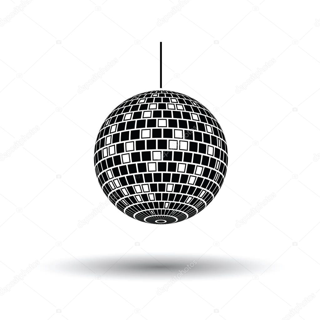 Party disco sphere icon. White background with shadow design. Vector illustration.