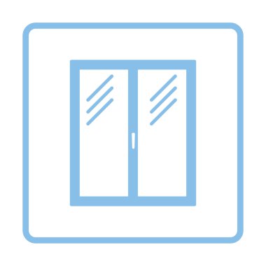 Kapalı pencere çerçevesi simgesi. Mavi gövde tasarımı. Vektör çizim.