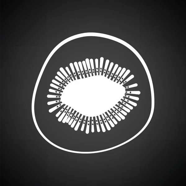 Ikona Kiwi Černé Pozadí Bílou Vektorové Ilustrace — Stockový vektor