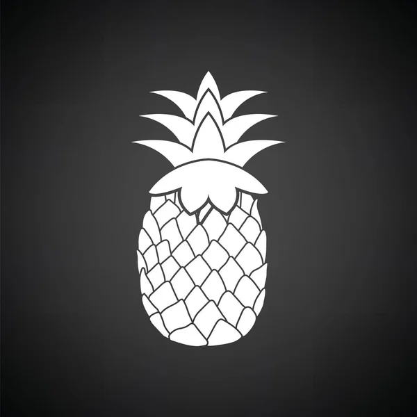菠萝的图标 黑色背景白色 矢量插图 — 图库矢量图片
