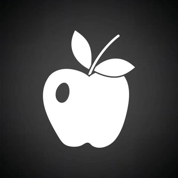 Icon Apple Black Background White Vector Illustration — Stock Vector