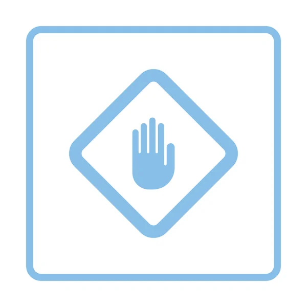 Icono Mano Advertencia Diseño Marco Azul Ilustración Vectorial — Vector de stock