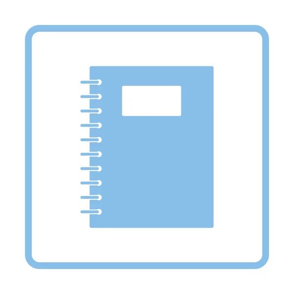 Esercizio Libro Con Icona Penna Disegno Cornice Blu Illustrazione Vettoriale — Vettoriale Stock