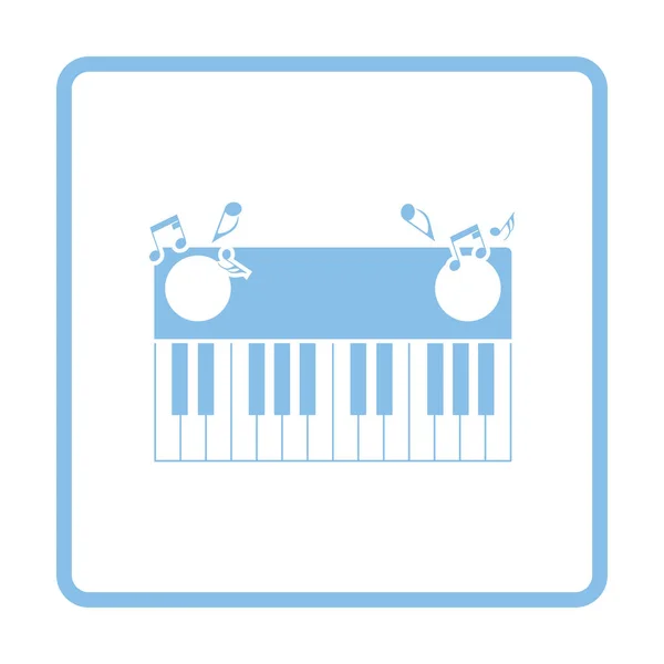Icono Teclado Piano Diseño Marco Azul Ilustración Vectorial — Vector de stock