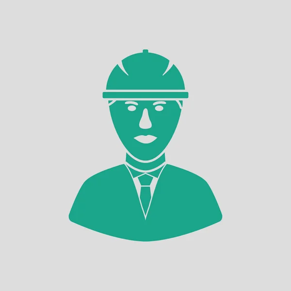 Icon Construction Worker Head Helmet Gray Background Green Vector Illustration — Stock Vector