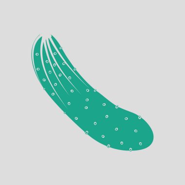 Salatalık simgesi. Yeşil gri arka plan. Vektör çizim.