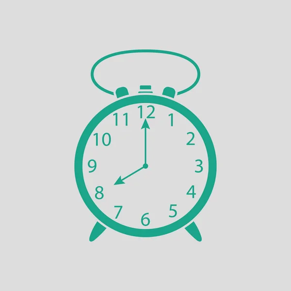 目覚まし時計のアイコン 緑と灰色の背景 ベクトル図 — ストックベクタ