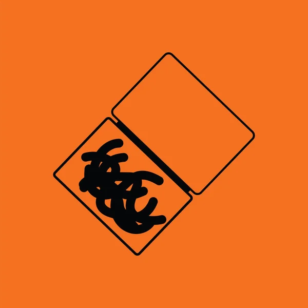 Ikona Červí Nádoby Oranžové Pozadí Černou Vektorová Ilustrace — Stockový vektor