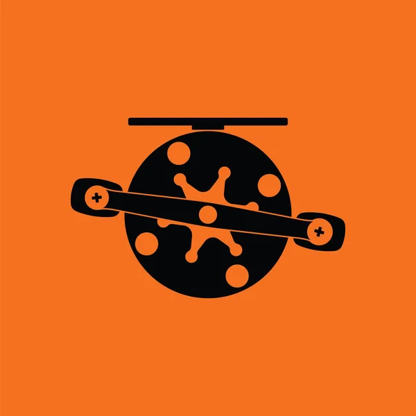 Icono Carrete Pesca Fondo Naranja Con Negro Ilustración Vectorial — Vector de stock