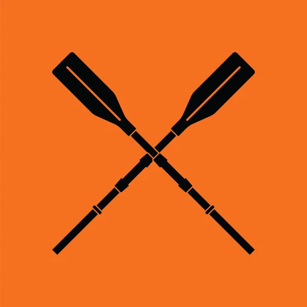 Icono Remos Barco Fondo Naranja Con Negro Ilustración Vectorial — Vector de stock