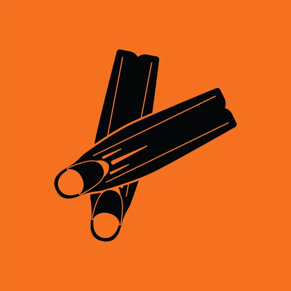 Ikonen För Simning Simfötter Orange Bakgrund Med Svart Vektorillustration — Stock vektor