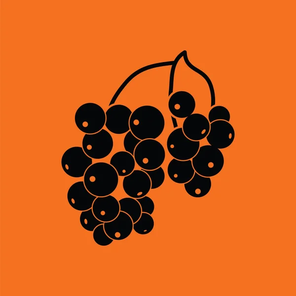 Icoon Van Zwarte Bessen Oranje Achtergrond Met Zwart Vectorillustratie — Stockvector