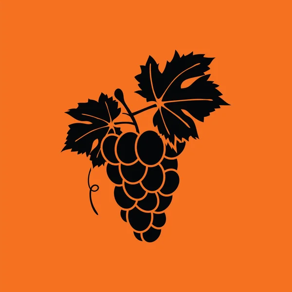 Icône Raisin Fond Orange Avec Noir Illustration Vectorielle — Image vectorielle