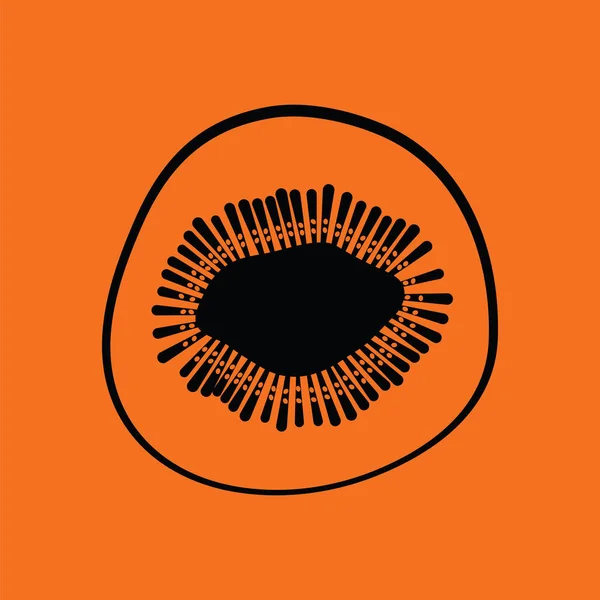 キウイのアイコン 黒のオレンジの背景 ベクターイラスト — ストックベクタ
