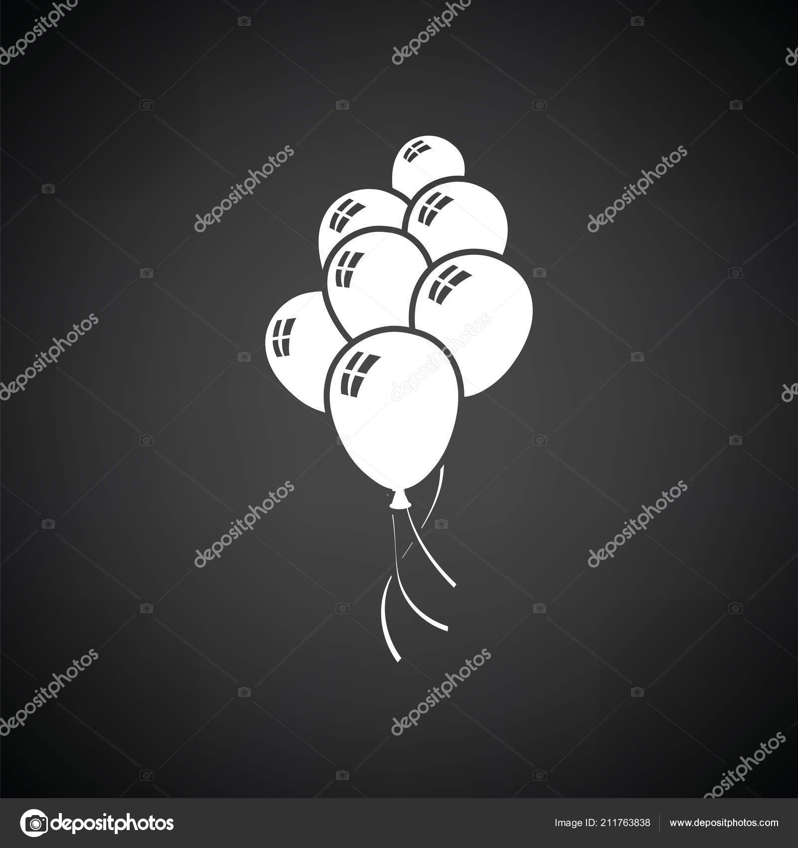 Globos Fiesta Estrellas Icono Fondo Negro Con Blanco Ilustración Vectorial  Vector de stock #211763838 de ©angelp, image size:1600x1700