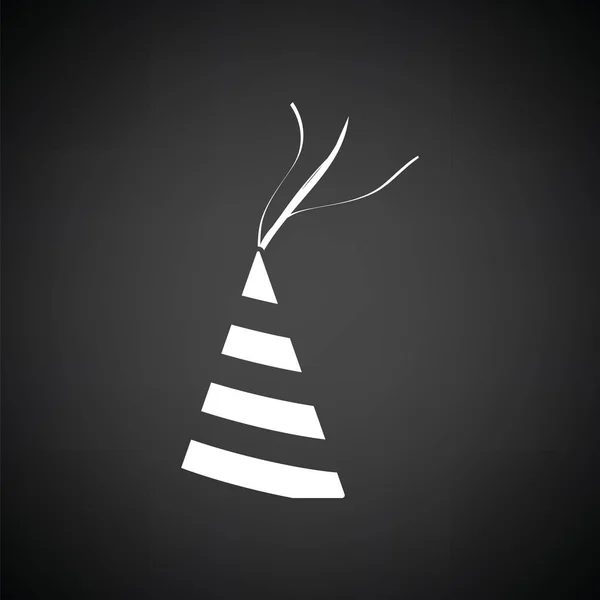 パーティーコーン帽子のアイコン 黒を背景に白 ベクターイラスト — ストックベクタ