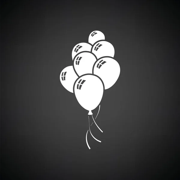 Ballons Fête Icône Étoiles Fond Noir Avec Blanc Illustration Vectorielle — Image vectorielle