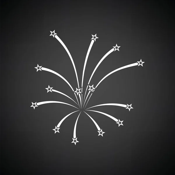 Feuerwerk Schwarzer Hintergrund Mit Weiß Vektorillustration — Stockvektor