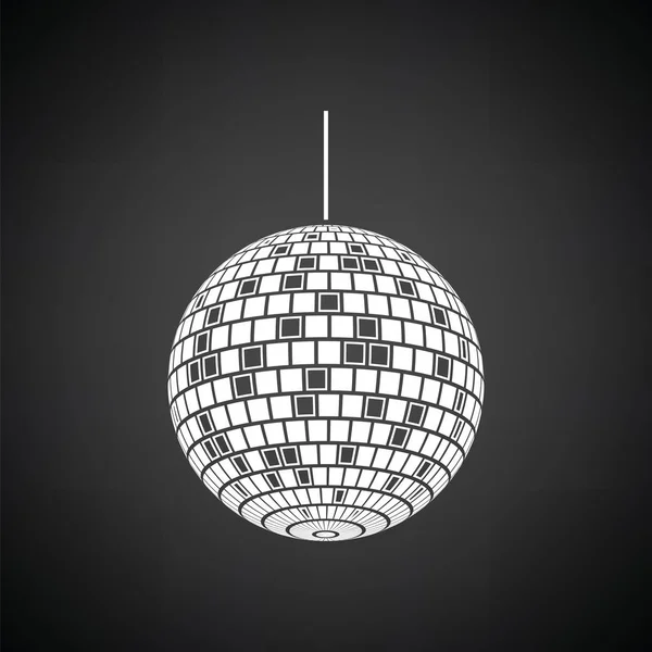 Kula Disco Party Ikona Czarne Tło Białym Ilustracja Wektorowa — Wektor stockowy