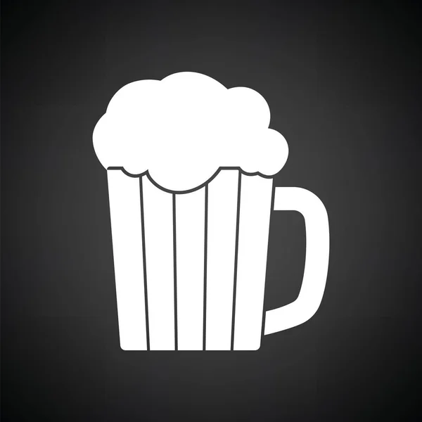 ビールのアイコンのマグカップ 黒を背景に白 ベクターイラスト — ストックベクタ