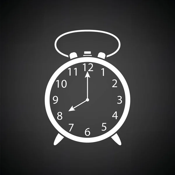 Icono Del Reloj Despertador Fondo Negro Con Blanco Ilustración Vectorial — Archivo Imágenes Vectoriales