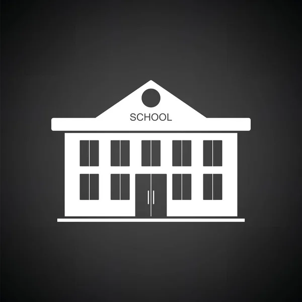 School Building Icon Black Background White Vector Illustration — Stock Vector