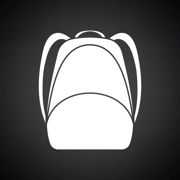 Icono Mochila Escolar Fondo Negro Con Blanco Ilustración Vectorial — Archivo Imágenes Vectoriales