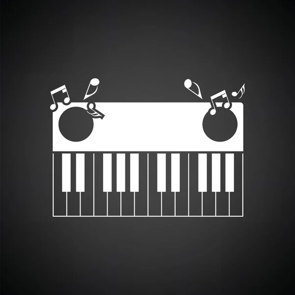 Piano Ikon Keyboard Latar Belakang Hitam Dengan Putih Ilustrasi Vektor - Stok Vektor