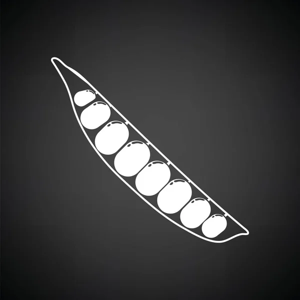 Erbsensymbol Schwarzer Hintergrund Mit Weiß Vektorillustration — Stockvektor