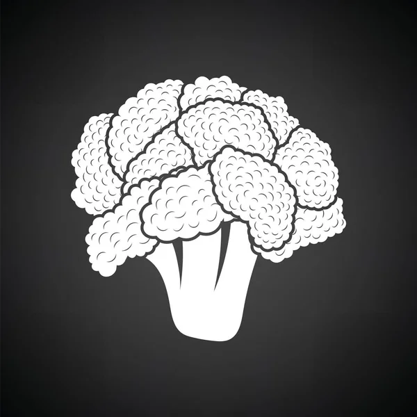 Cauliflower Icon Black Background White Vector Illustration — Stock Vector